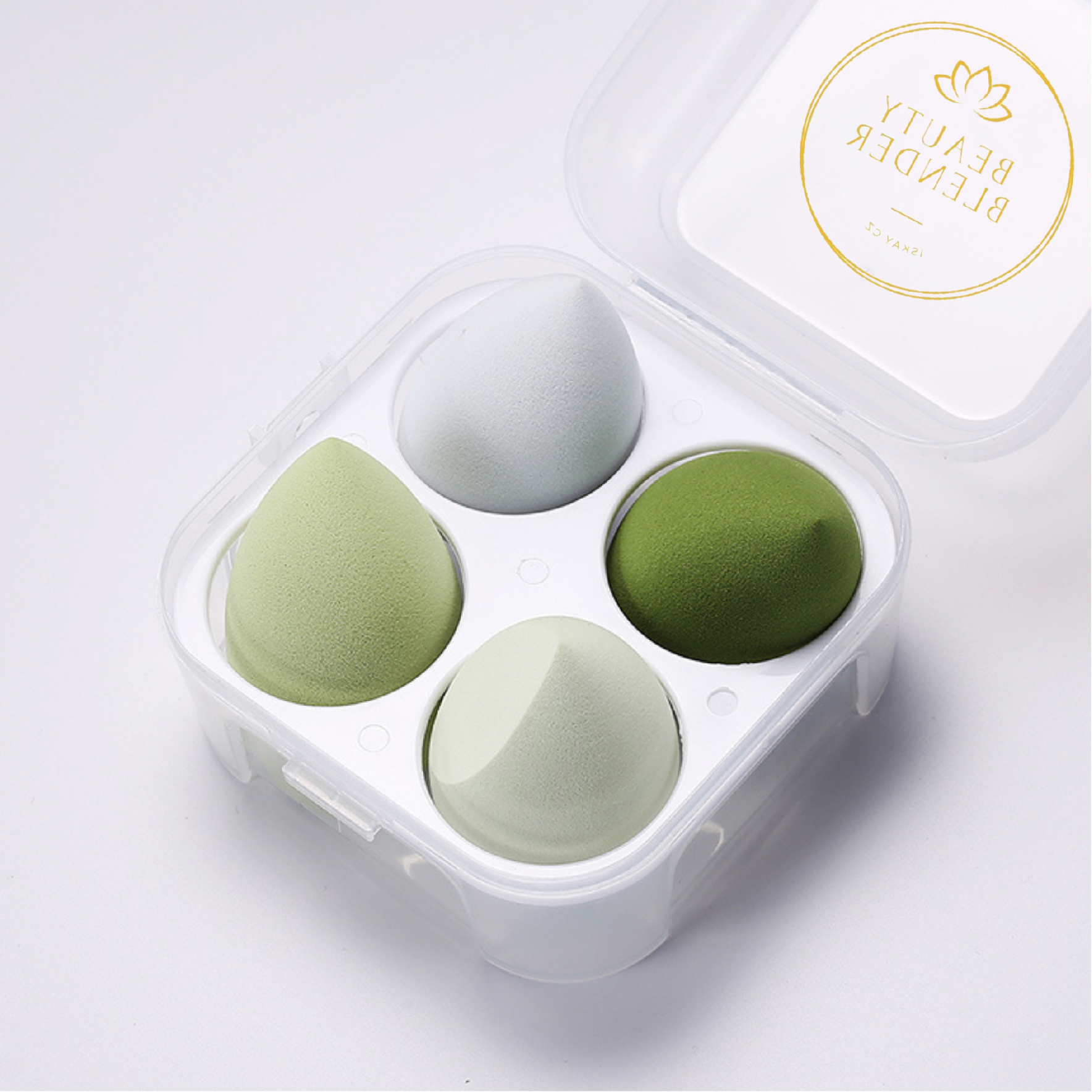 Iskay Houbičky na make-up SADA 4 ks – Zelená