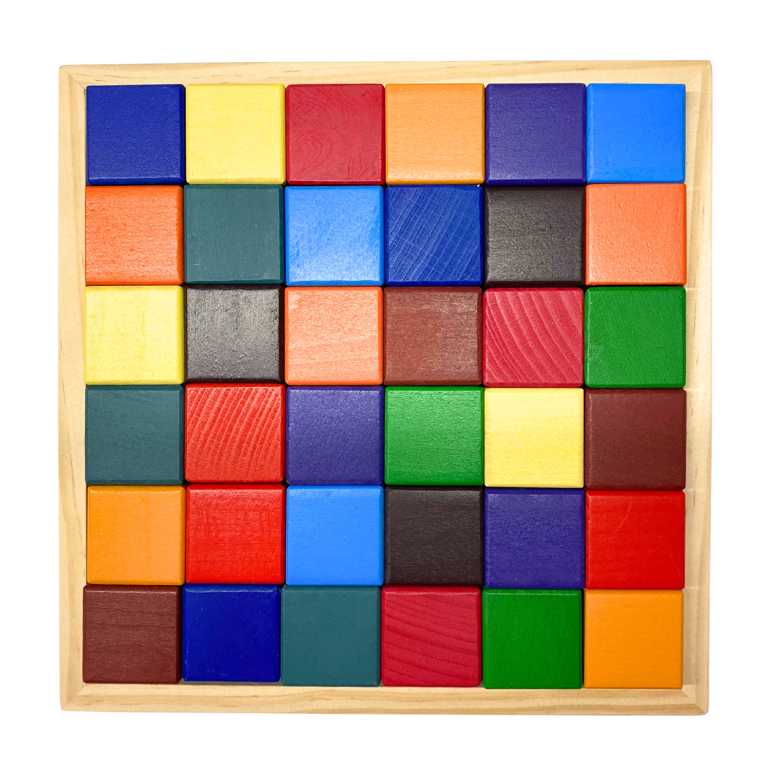 Iskay Montessori Dřevěné kostky duhové - set 36 kusů