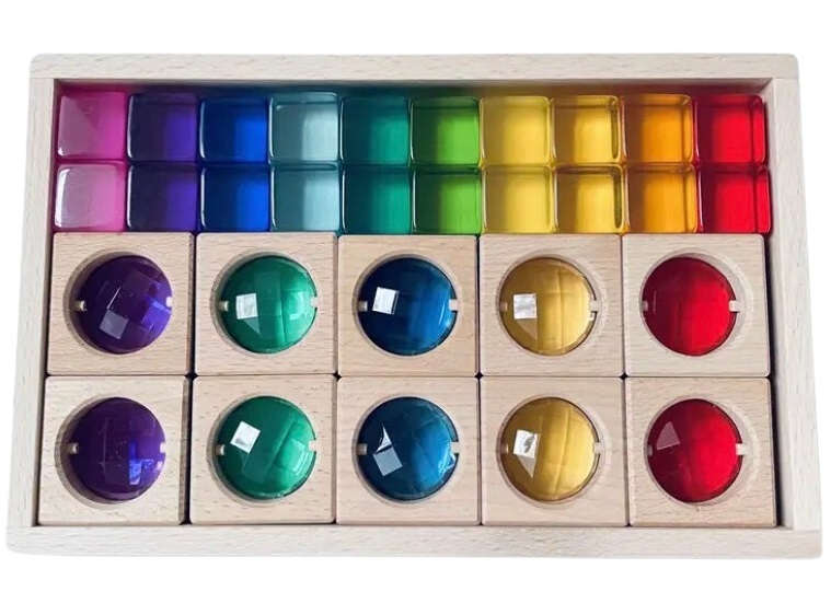 Iskay Montessori Dřevěná stavebnice DRAHOKAMY