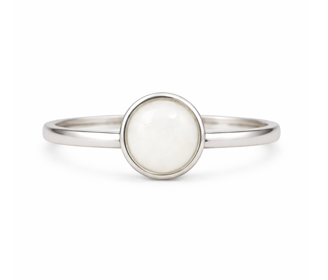 Iskay Stříbrný prsten KRUH 8MM Velikost: 7 (EU: 54-56), Obsah: MM + Placenta (vysušená), Povrchová úprava: Pozlacené stříbro bílým zlatem