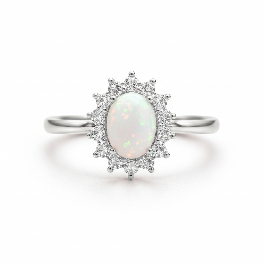 Iskay Stříbrný prstýnek DIANA Velikost: 6 (EU: 51-53), Obsah: MM + Pupeční šňůra (vysušená), Povrchová úprava: Pozlacené stříbro bílým zlatem