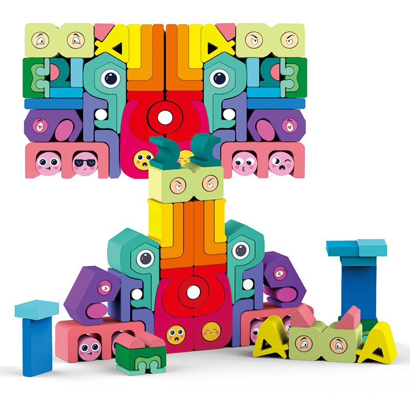 WOOD Abstraktní kreativní stavební bloky