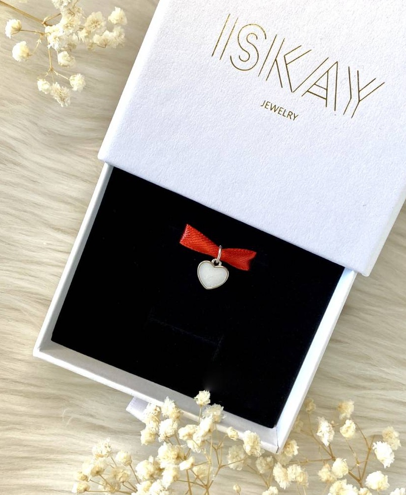 Iskay Zlatý přívěsek SRDÍČKO 8MM Obsah: Pouze MM, Povrchová úprava: Bílé zlato