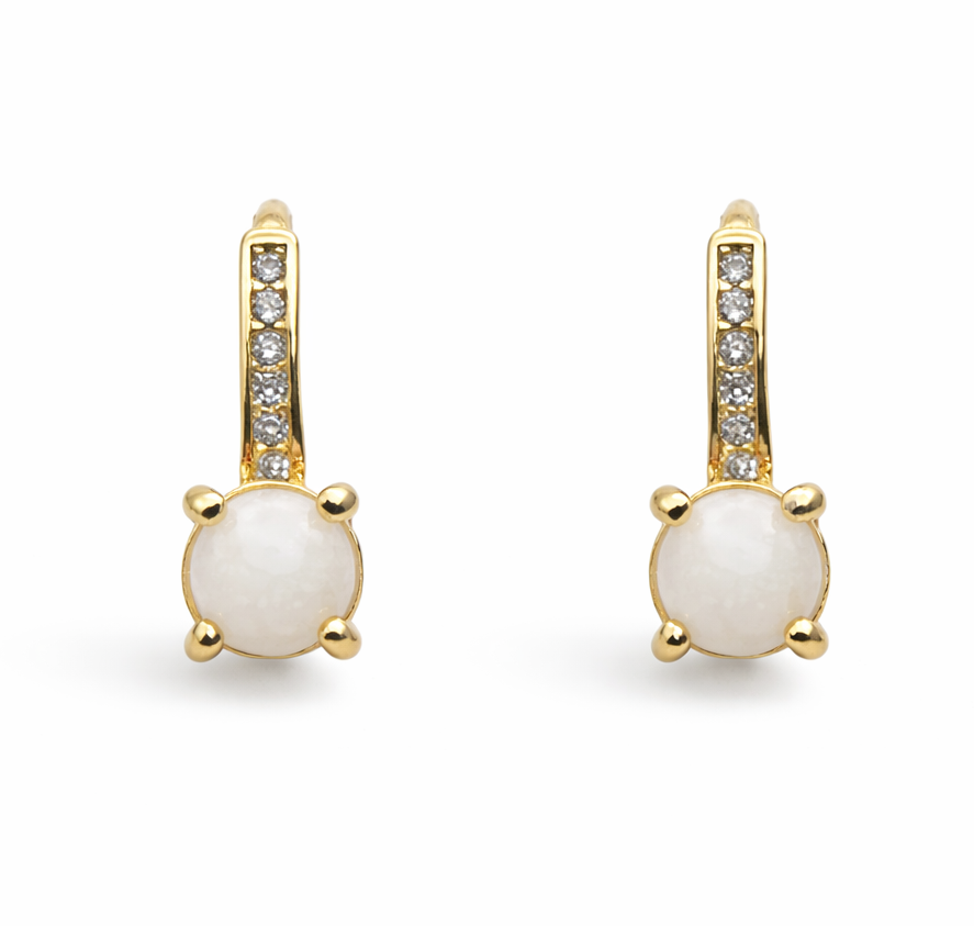 Iskay Stříbrné visací náušnice ROUND Obsah: Pouze MM, Povrchová úprava: Pozlacené stříbro bílým zlatem, Velikost kamínku: 5mm