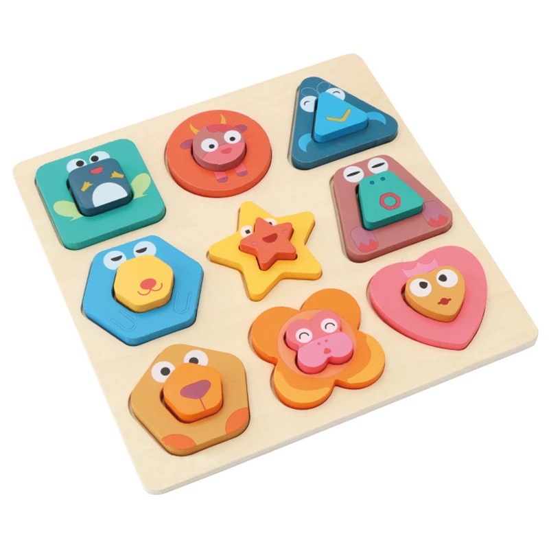 Iskay Montessori Didaktické dřevěné puzzle - geometrické tvary