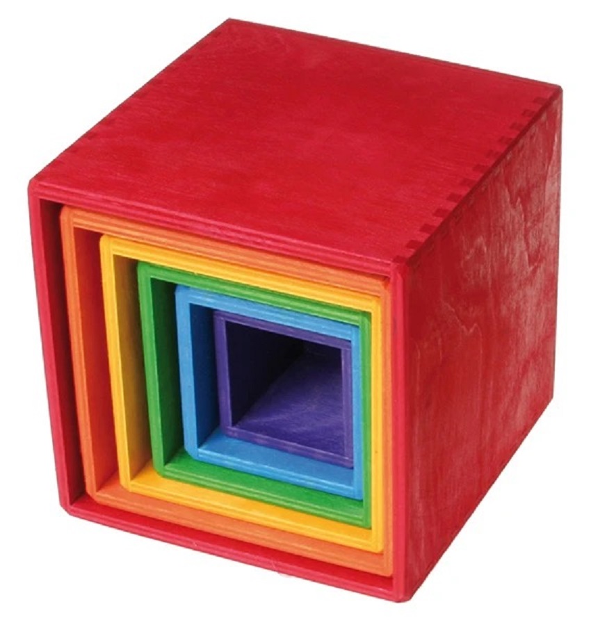 Iskay Montessori Sada barevné duhové krabičky XL - 6 ks