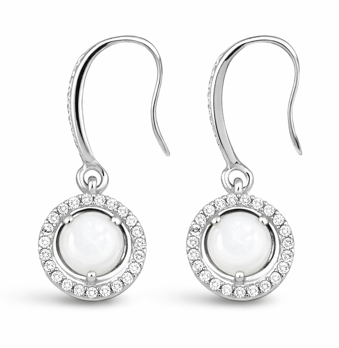 Iskay Pietní stříbrné visací náušnice PANDORA Obsah: Pouze Srst, Povrchová úprava: Pozlacené stříbro růžovým zlatem, Velikost kamínku: 8mm