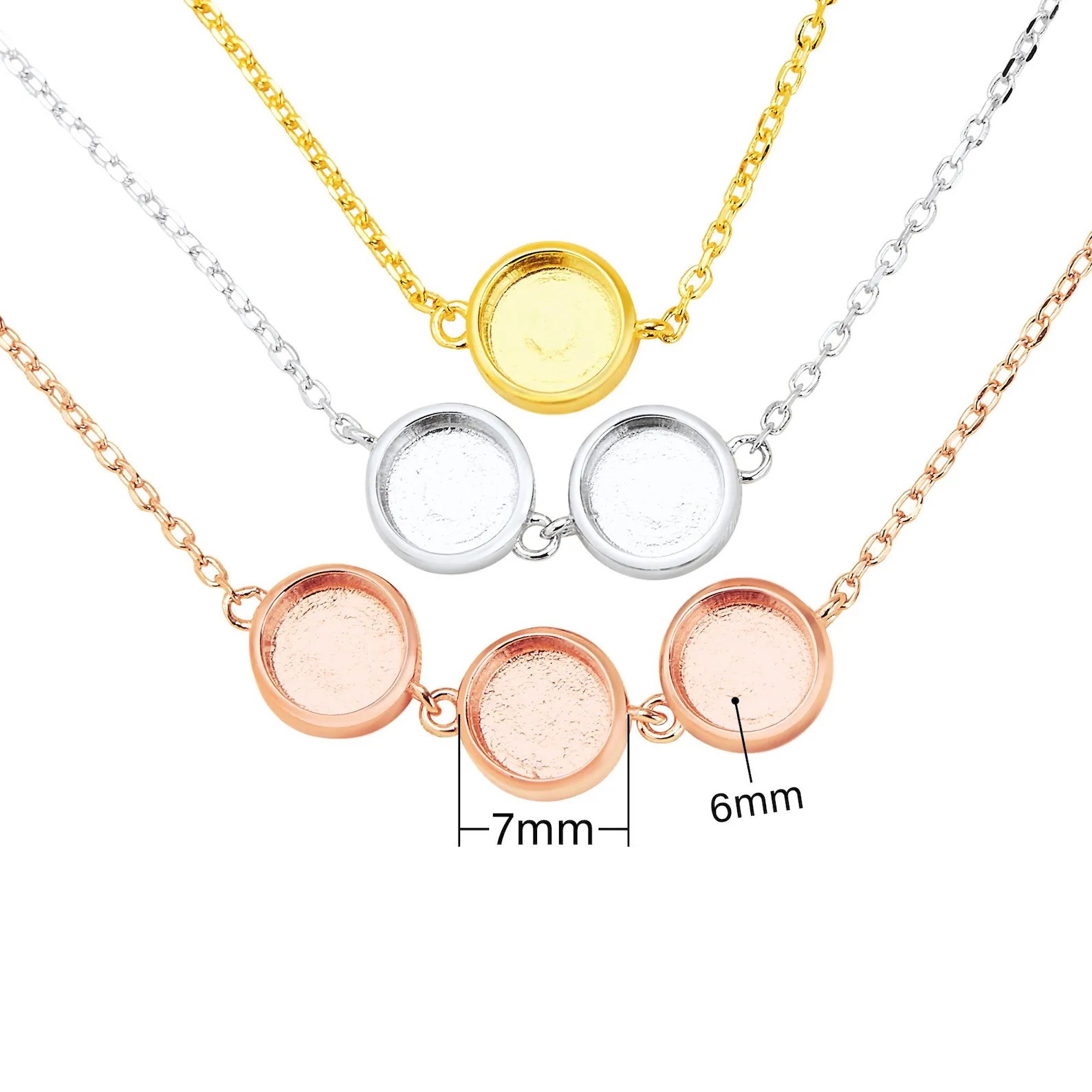 Iskay Pietní stříbrný náhrdelník MINI KRUH 6MM Obsah: Pouze Popel, Povrchová úprava: Pozlacené stříbro bílým zlatem, Design: Tři kruhy