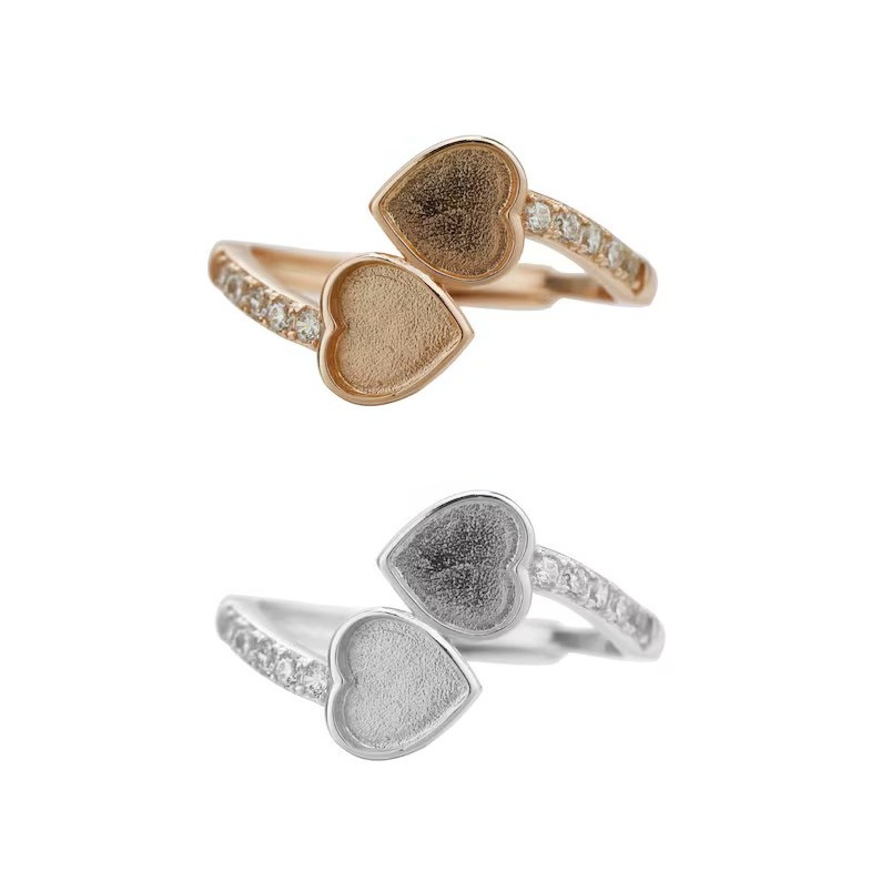 Iskay Stříbrný prstýnek DUO Velikost: 5 (EU: 49-50), Obsah: MM + Placenta (vysušená), Povrchová úprava: Pozlacené stříbro bílým zlatem