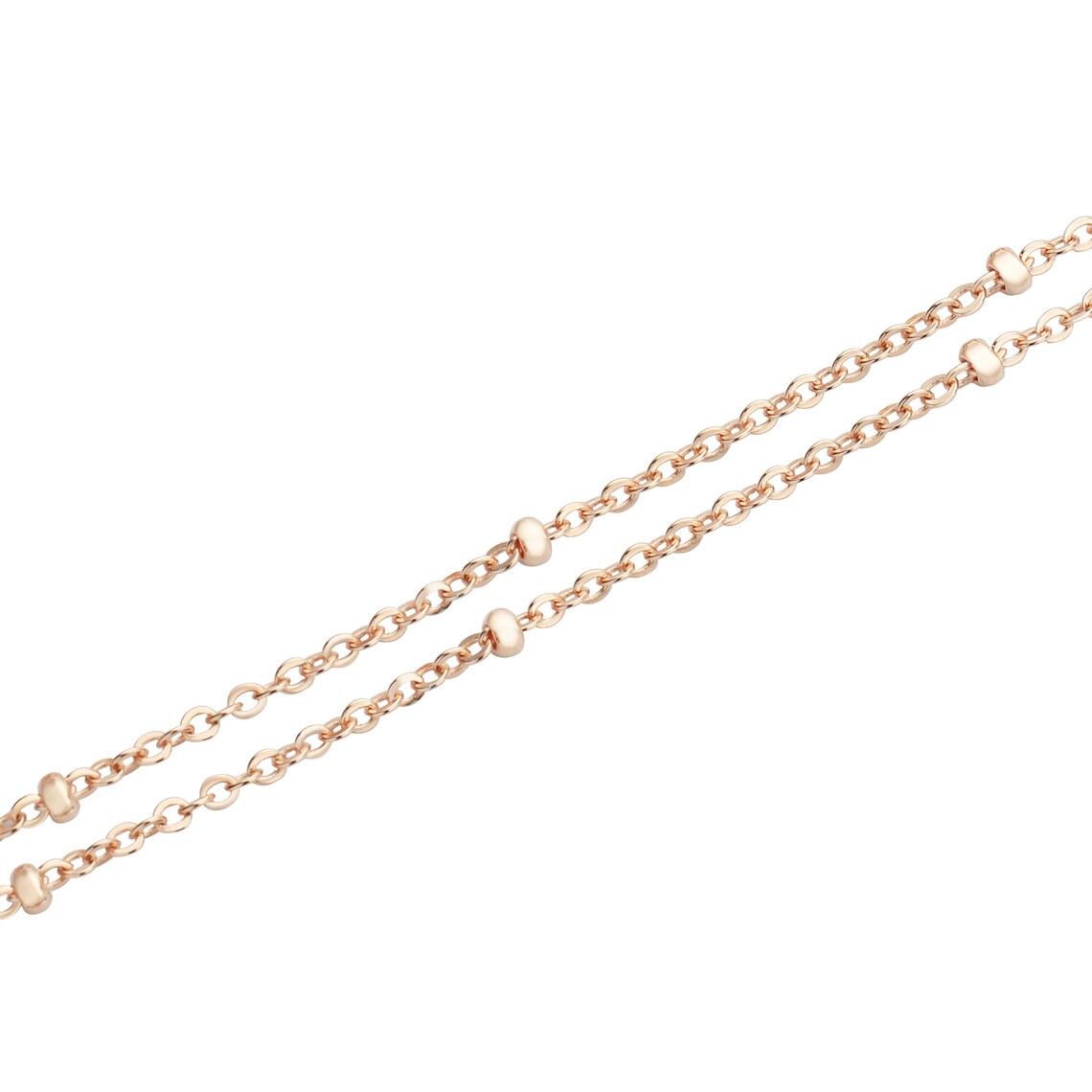 Iskay Stříbrný řetízek CABLE BEADS (2 mm) 40+5cm Povrchová úprava: Pozlacené stříbro růžovým zlatem