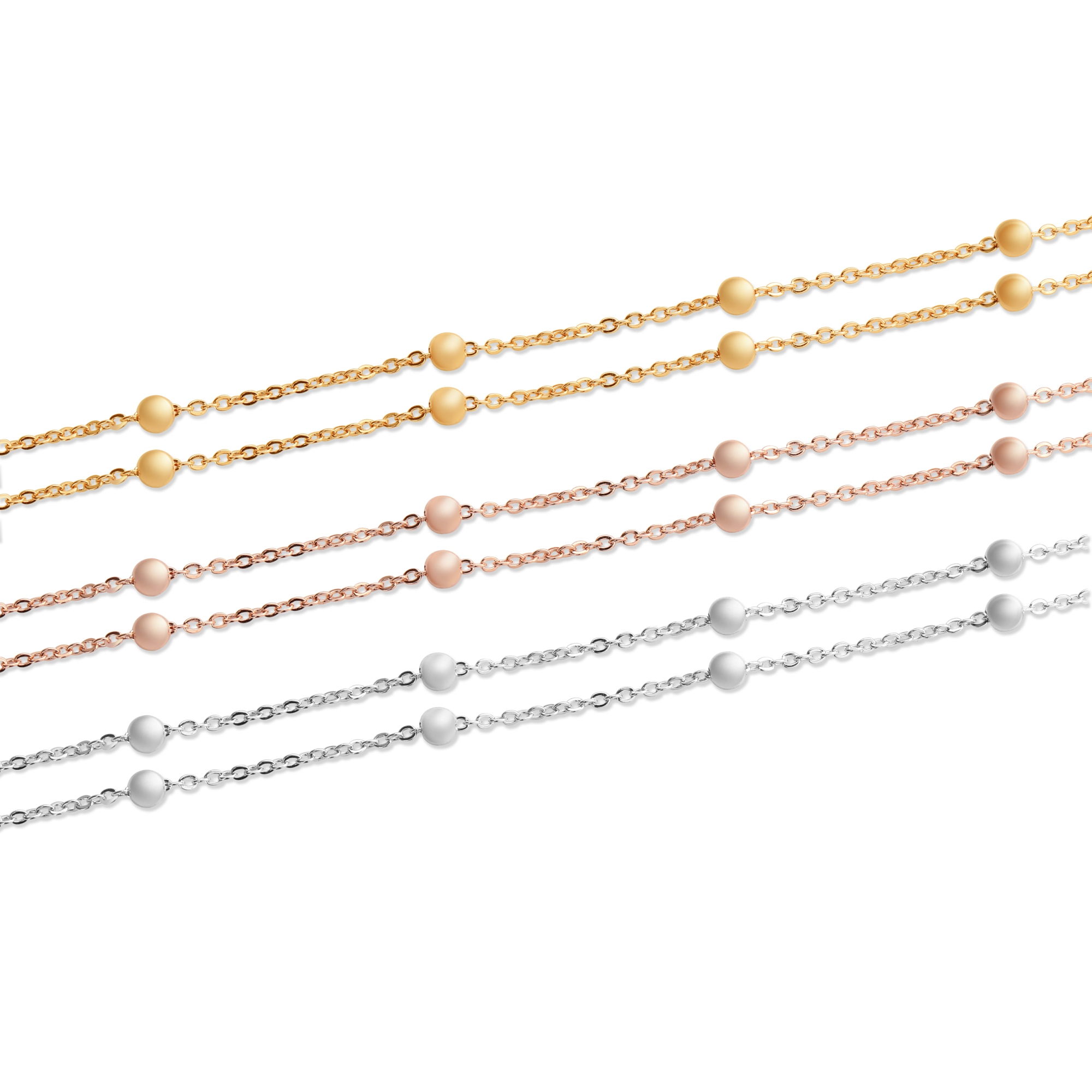 Iskay Stříbrný řetízek CABLE BEADS (3 mm) 40+5cm Povrchová úprava: Pozlacené stříbro bílým zlatem