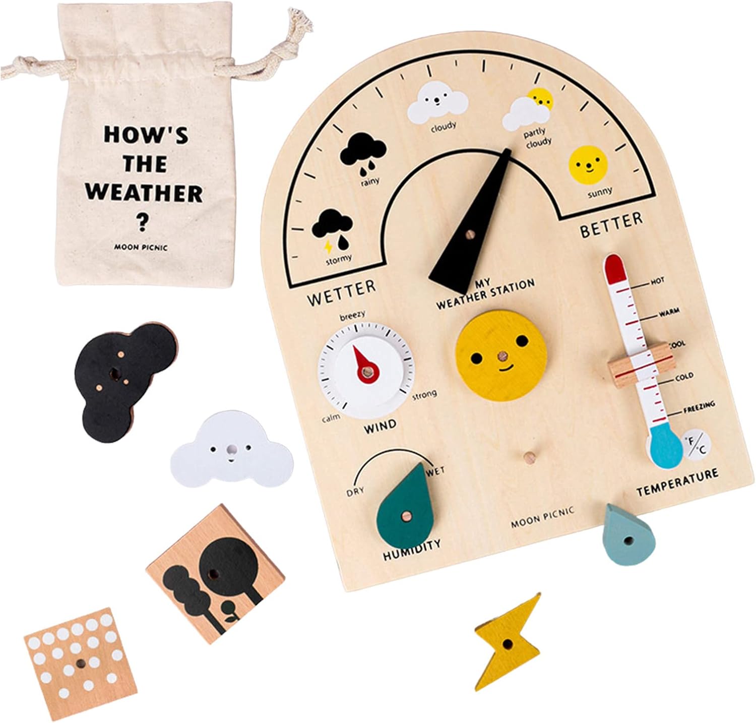 Moon Picnic Dřevěná meteorologická stanice