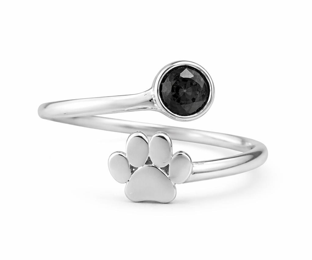 Iskay Pamětní stříbrný prsten TLAPKA - Nastavitelné Velikost: Nastavitelné, Obsah: Pouze Popel, Povrchová úprava: Pozlacené stříbro bílým zlatem