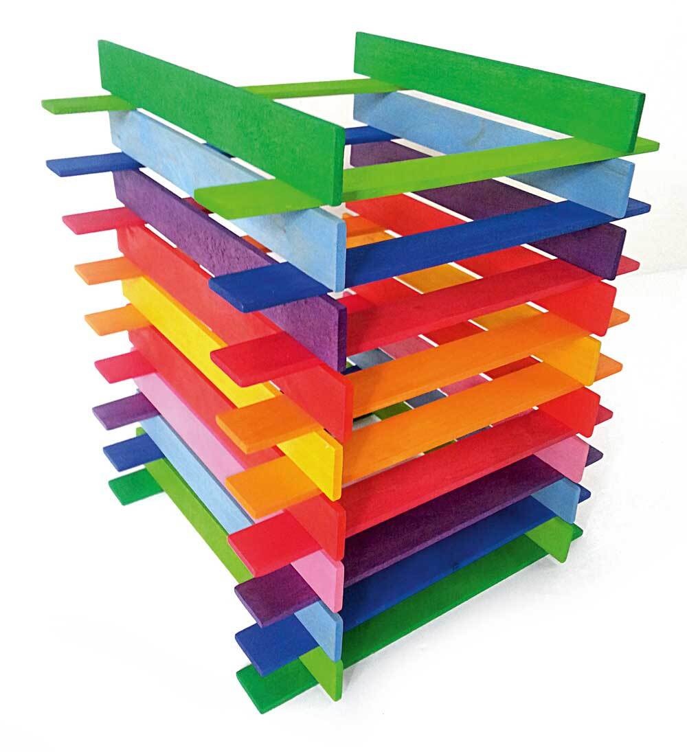 Iskay Montessori Dřevěná stavebnice - 100 ks hranolů