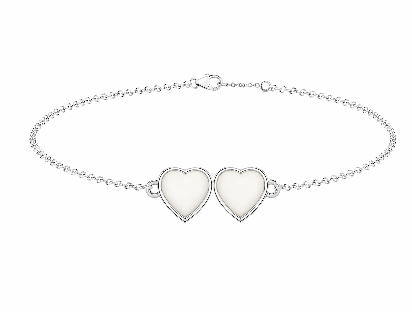 Iskay Stříbrný náramek DVĚ SRDCE 10MM Obsah: Pouze MM, Povrchová úprava: Stříbro Ag 925/1000
