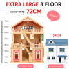 XXL dřevěný domeček pro panenky LED s příslušenstvím 72 cm