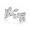 Delicate silver leaf ring with zirconia