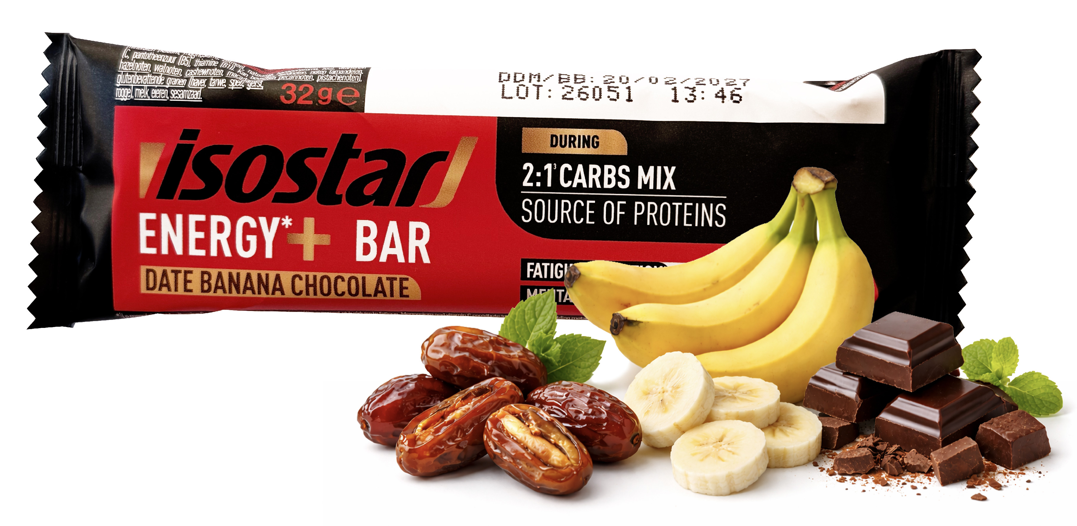 Isostar Energy+ 32G BAR DATE, BANANA, CHOCOLATE