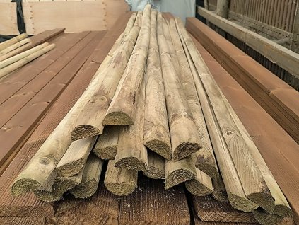 Dřevěná půlkulatina, průměr 60 mm, délka 3000 mm, Severská borovice, IMPREGNOVANÁ, zelená VÝPRODEJ Ispas 1