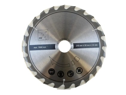 Scheppach Pilový kotouč TCT ( 210 x 30 x 2,6 mm, 24 Z ) - pro HM 210 L / HS 81 S / HS 80