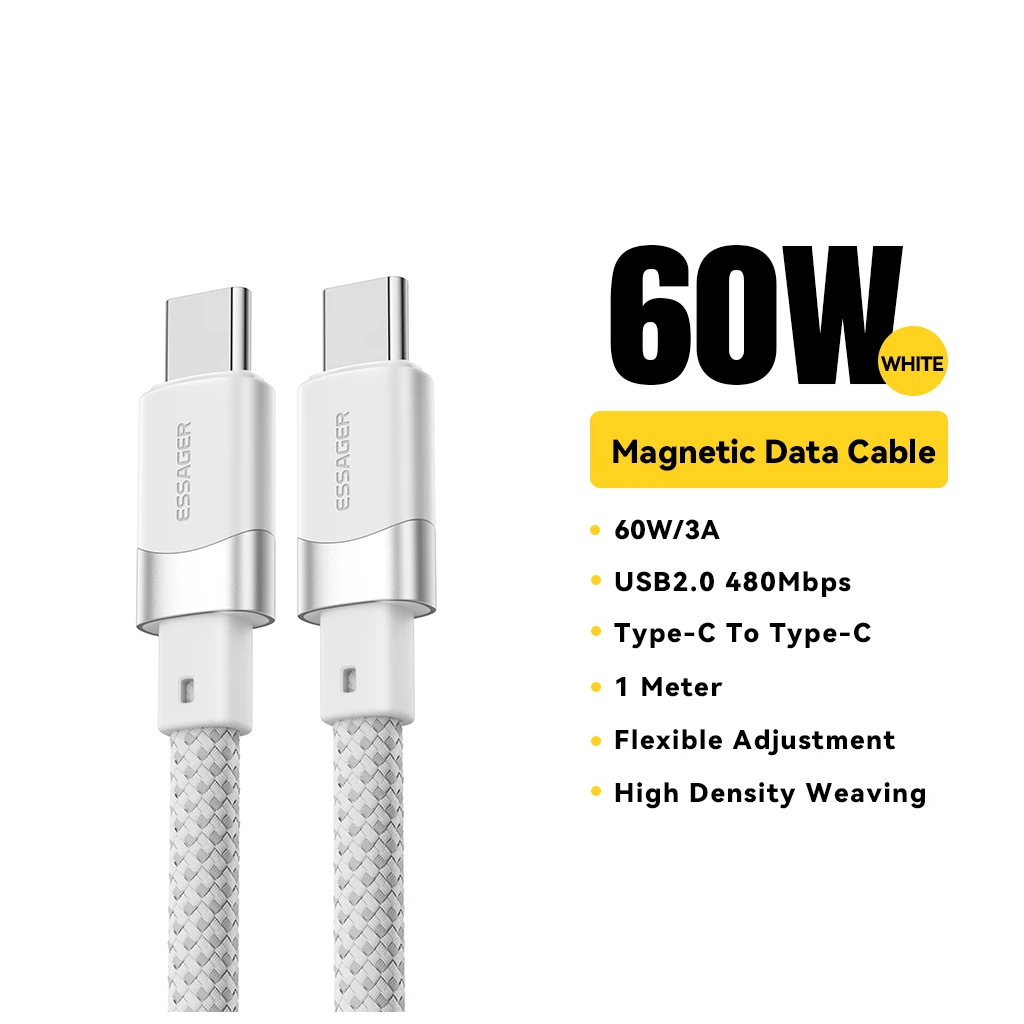 Magnetický opletený USB-C / USB-C nabíjací kábel 1m 60W