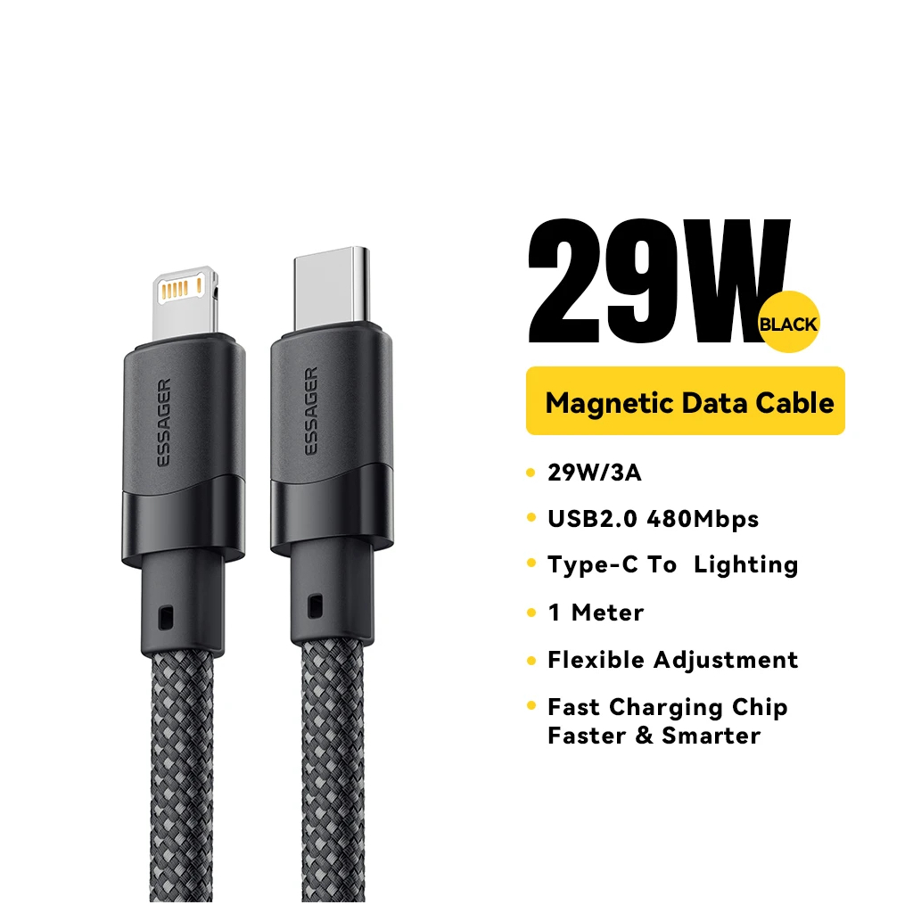 Magnetický opletený LIGHTNING / USB-C nabíjací kábel 1m 29W
