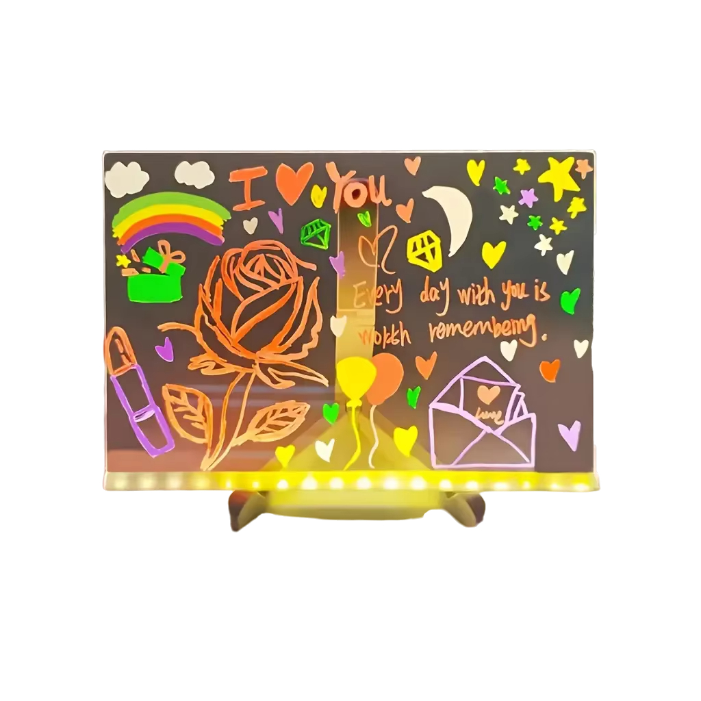 Svietiaca LED tabuľka na odkazy so sadou farebných fixiek