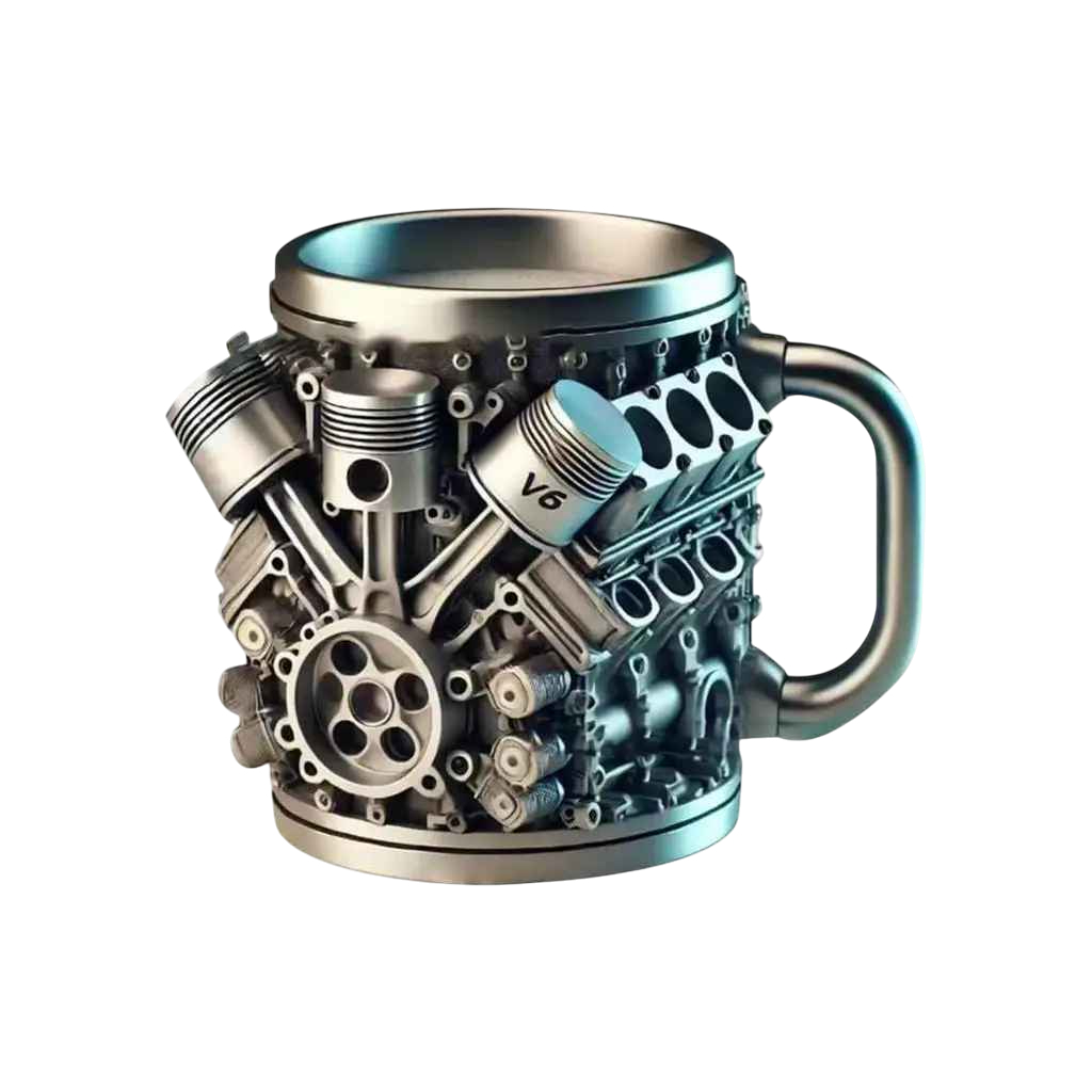 Designový nerezový hrnek ve tvaru motoru V6/V8