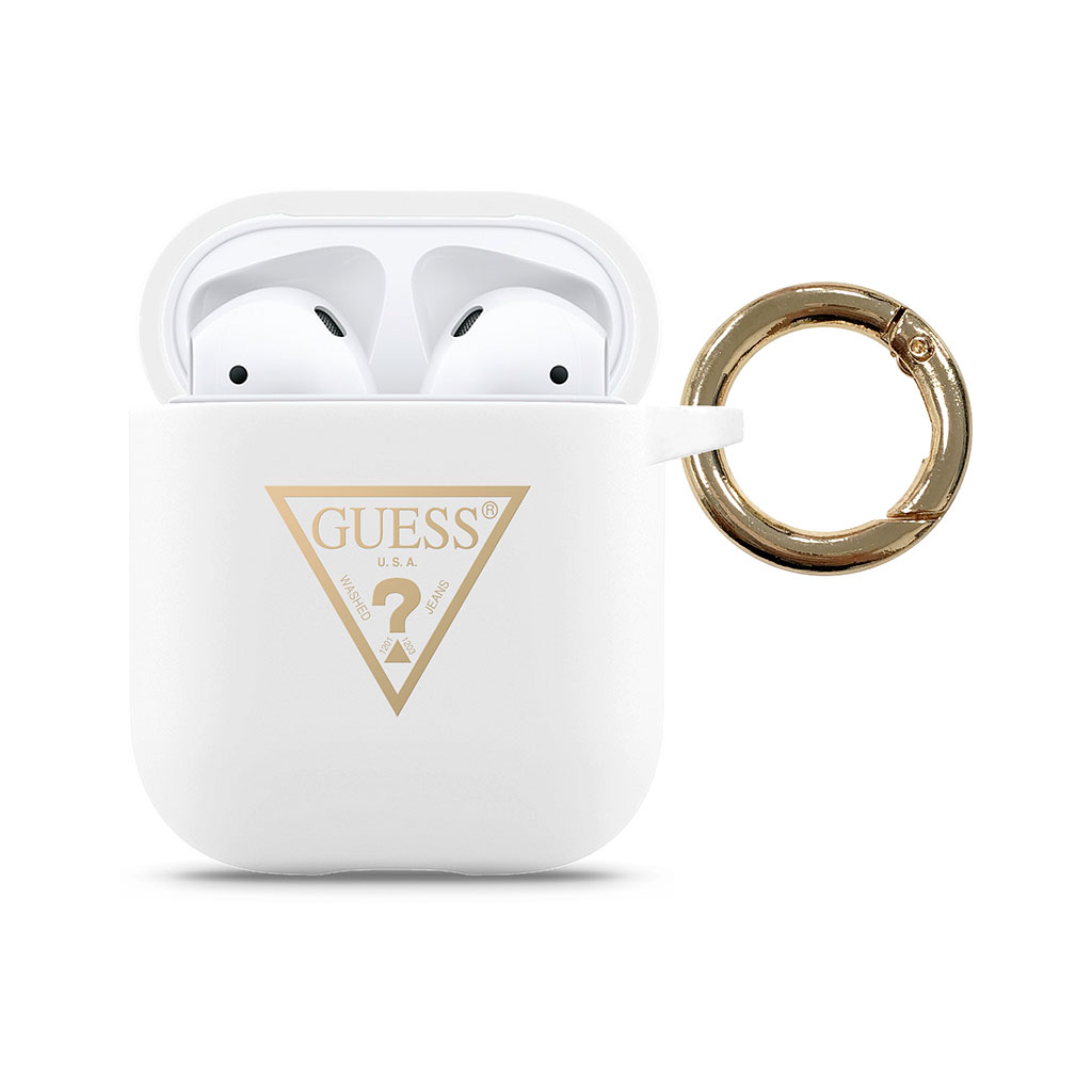 guess airpods silicone case triangle white