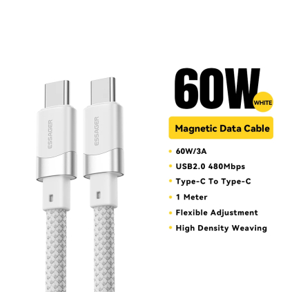 Magnetický opletený USB-C / USB-C nabíjací kábel 1m 60W