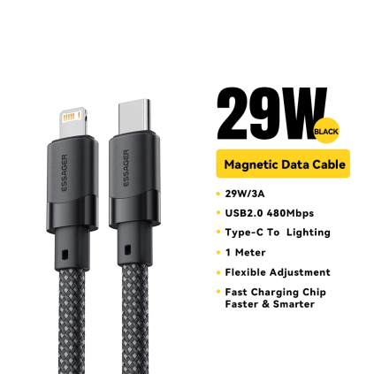 Magnetický opletený LIGHTNING / USB-C nabíjací kábel 1m 29W