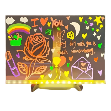 Svietiaca LED tabuľka na odkazy so sadou farebných fixiek