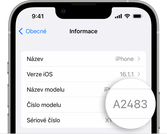 Zjištění čísla modelu na iPhonu, iPadu nebo iPodu touch