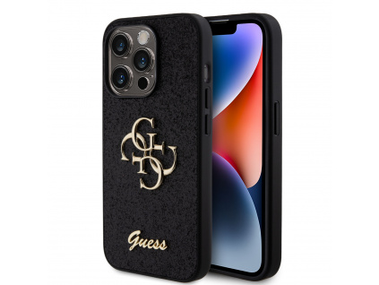 guess pu fixed glitter 4g metal logo zadni kryt pro iphone 15 pro black ie11910350