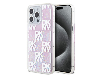 dkny liquid glitter checkered pattern zadni kryt pro iphone 15 pro max pink ie12738766