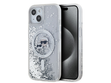 karl lagerfeld liquid glitter karl and choupette heads magsafe zadni kryt pro iphone 14 transparent ie12882112