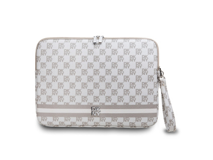 dkny pu leather checkered pattern and stripe obal na notebook 13 14 beige ie12727756