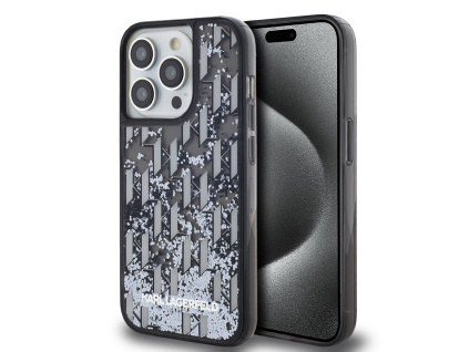 karl lagerfeld liquid glitter monogram gradient zadni kryt pro iphone 14 pro black ie12882097