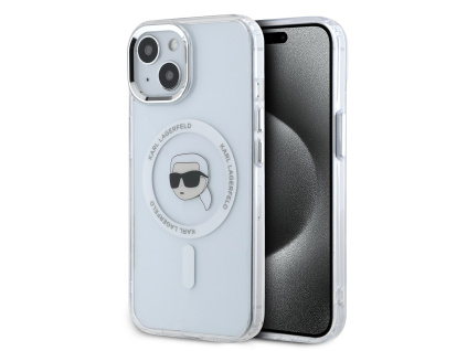 karl lagerfeld iml karl head metal frame magsafe zadni kryt pro iphone 15 transparent ie12878688
