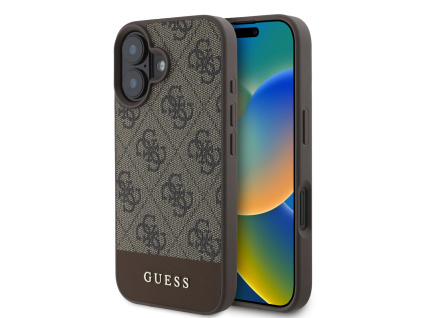 guess pu 4g stripe zadni kryt pro iphone 16 brown ie13120013