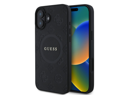 guess saffiano peony stamp magsafe zadni kryt pro iphone 16 black ie13151126