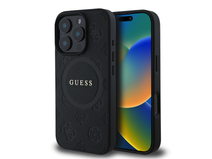 guess saffiano peony stamp magsafe zadni kryt pro iphone 16 pro black ie13124117