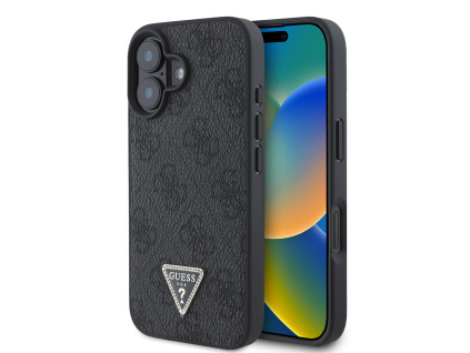 guess pu 4g strass triangle metal logo zadni kryt pro iphone 16 black ie13161685