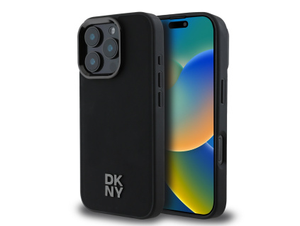 dkny pu leather stack logo magsafe zadni kryt pro iphone 16 pro black ie13208916