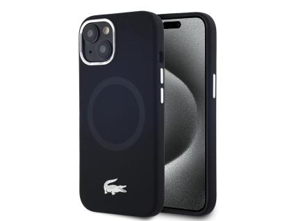 lacoste liquid silicone microfiber silver croc logo magsafe zadni kryt pro iphone 15 black ie13070976