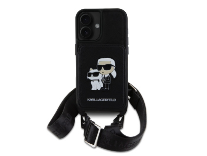 karl lagerfeld saffiano crossbody popruh karl and choupette kryt pro iphone 16 black image1 big ies13315073