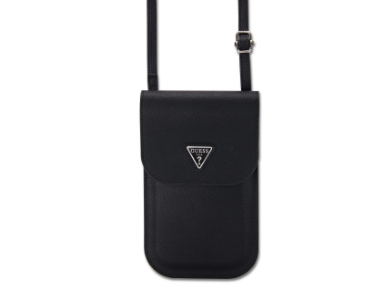 guess pu grained triangle logo taska na telefon black ie13357656