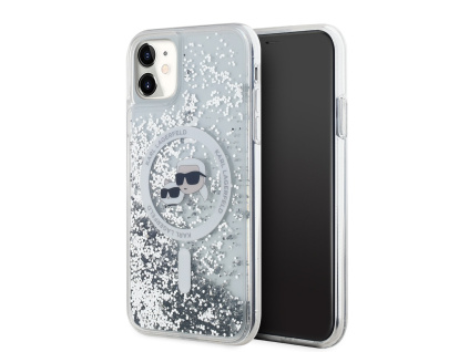 karl lagerfeld liquid glitter karl and choupette heads magsafe zadni kryt pro iphone 11 transparent ie12882108