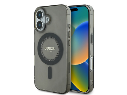 guess iml rhinestones ring magsafe zadni kryt pro iphone 16 black ie13279637