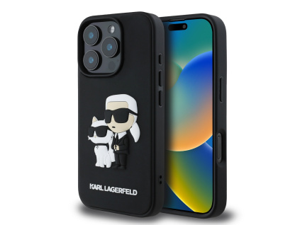karl lagerfeld 3d rubber karl and choupette zadni kryt pro iphone 16 pro max black ie13279649